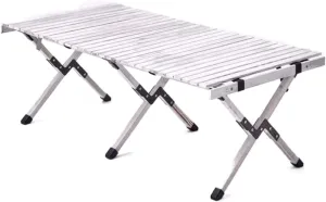 Folding Dining Table Outdoor Picnic Barbecue Tours Tableware Table for Camping Folding Egg Roll Table Portable Foldable Wood Table (Color : 60x60x43CM-02)
