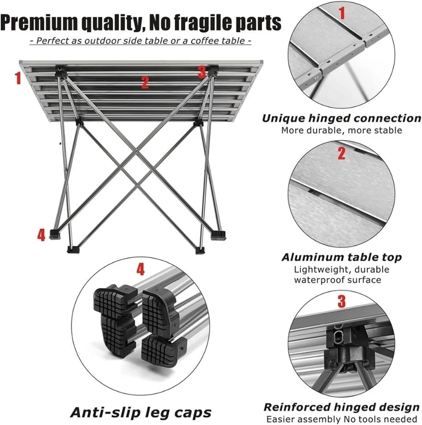 Folding Dining Table Ultra-Light Portable Table Folding Camping Table Desk Foldable Hiking Traveling Outdoor Garden Picnic Table Al Alloy