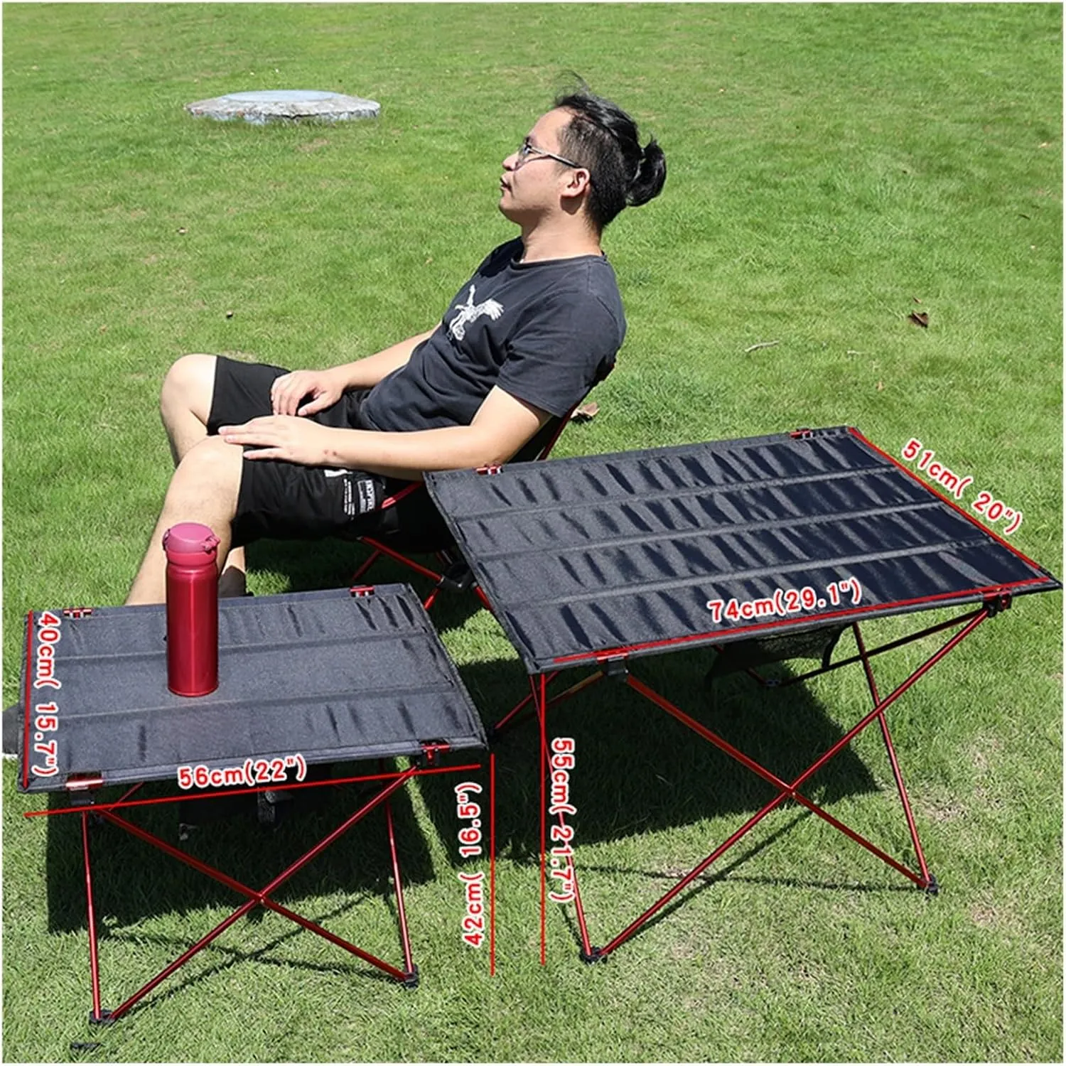 Folding Dining Table Ultralight Beach Aluminium Hiking Climbing Fishing Picnic Folding Tables Outdoor Travel Foldable Table Portable Camping Desk (Color : S-Orange)