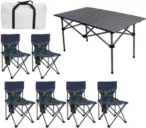 Folding Outdoor Camping Picnic Tables and airs, Carbon Steel Foldable Roll-up Table Top Small Picnic Table, Portable Fishing air Set, Easy to Assemble