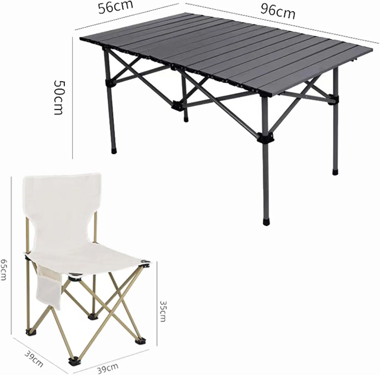 Folding Outdoor Camping Picnic Tables and airs, Carbon Steel Foldable Roll-up Table Top Small Picnic Table, Portable Fishing air Set, Easy to Assemble
