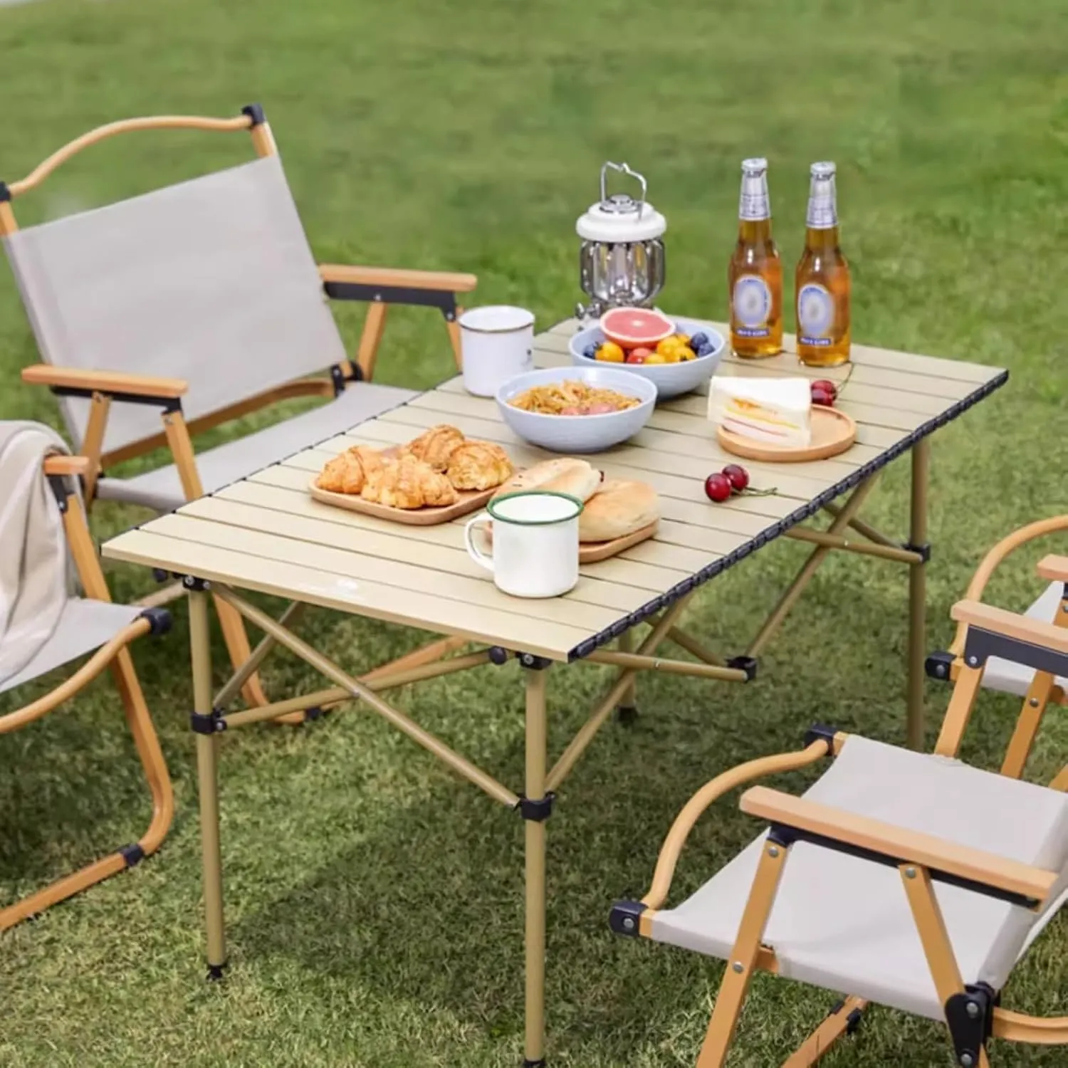 Folding Table Camping Portable Ultralight Aluminum Camp Table with Storage Bag for Hiking, Camping, Picnicking, BBQ, Outdoor Cooking(Black,95 * 55 * 50cm)