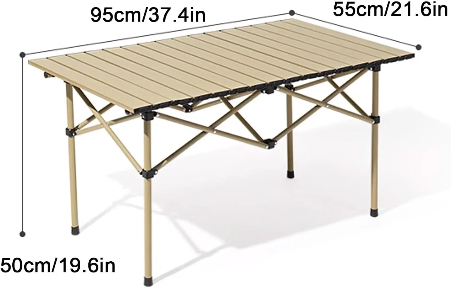 Folding Table Camping Portable Ultralight Aluminum Camp Table with Storage Bag for Hiking, Camping, Picnicking, BBQ, Outdoor Cooking(Black,95 * 55 * 50cm)