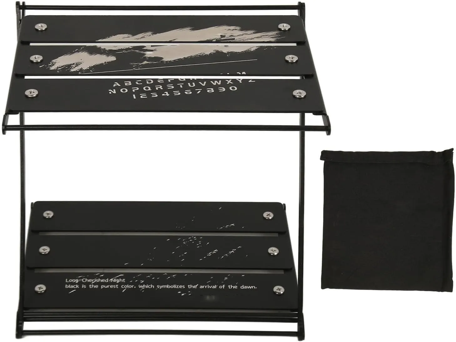 Folding Table Rack 2 Tier Black Storage Rack Aluminium Alloy Z Shape for Camping Accessories