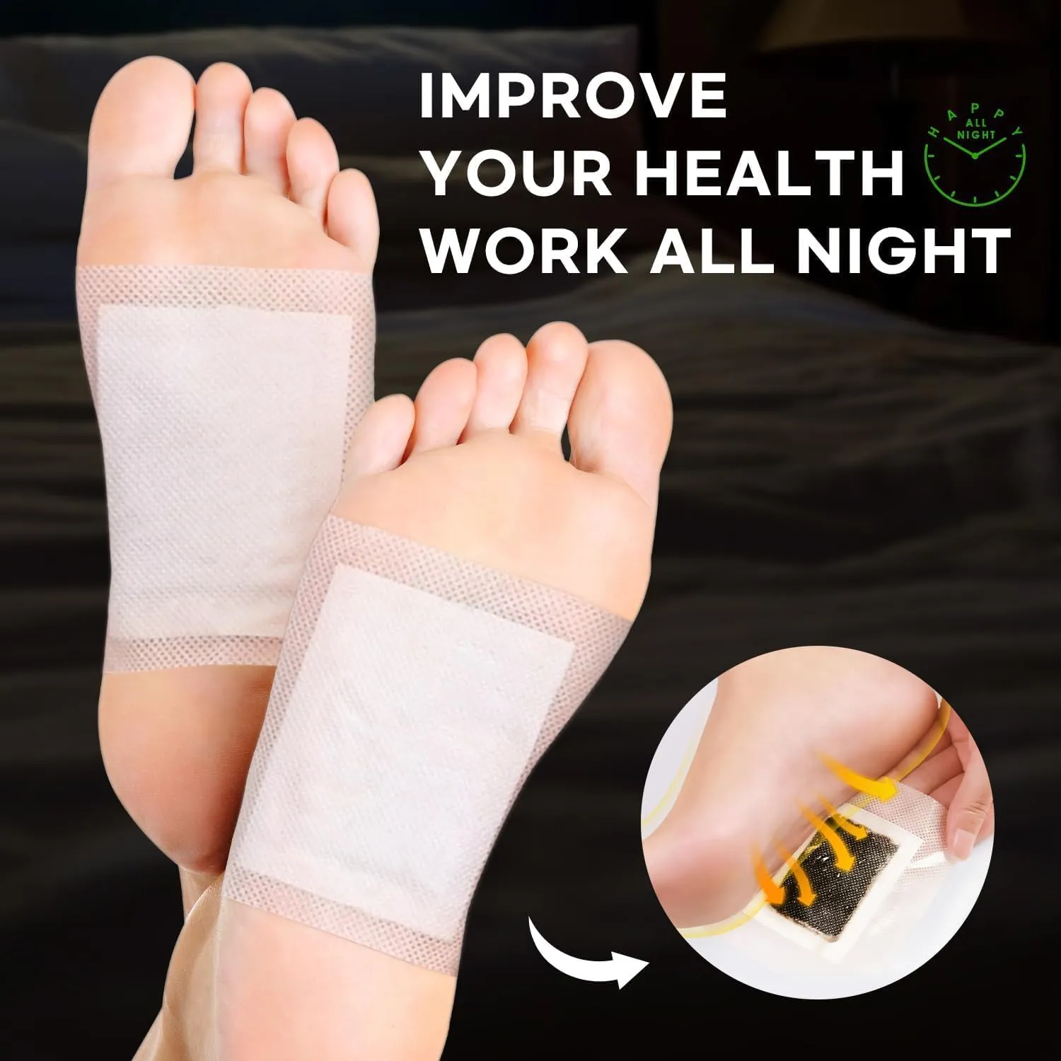 Foot Patches Pads for Deep Cleansing: Feet Patches Bamboo Wood Vinegar Ginger Foot Pads for Promoting Sleeping 20 Packs