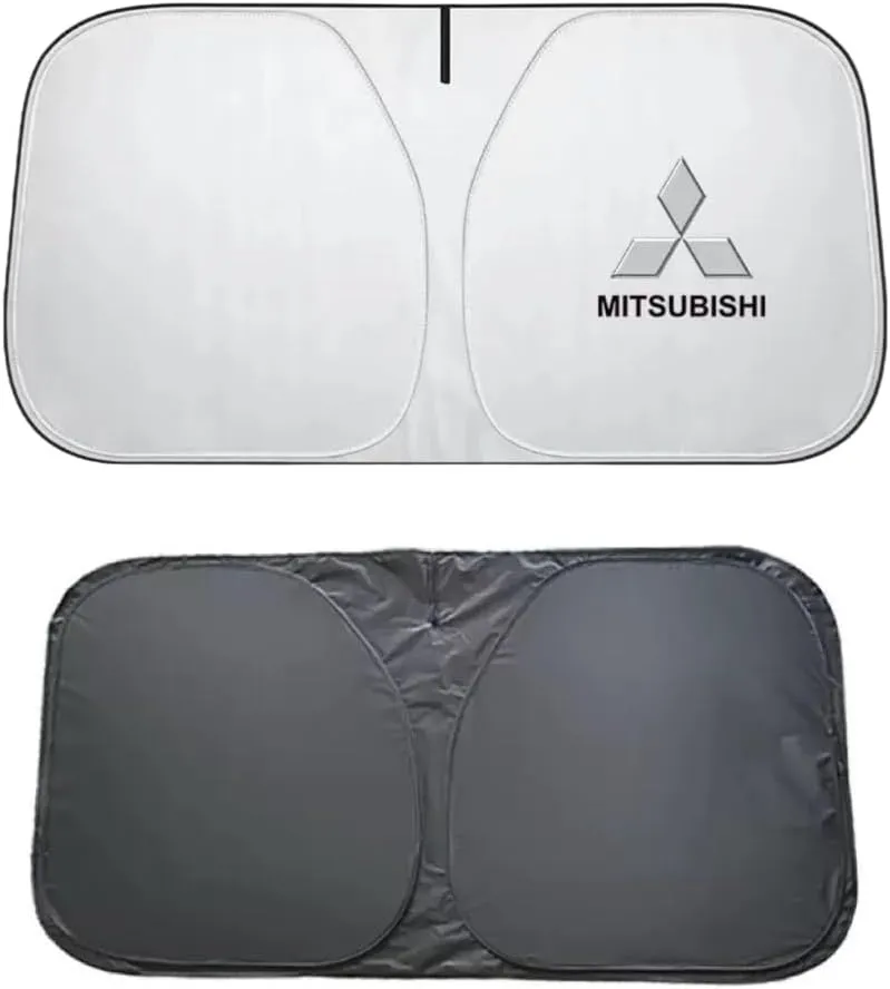 for Mitsubishi Pajero Sport 2008-2015,Car Windshield Sun Shade Foldable Automotive Visor Blocks UV Rays/Heat Keep Interior Cool Sun Screen with Logo Emblem Summer Accessories,S