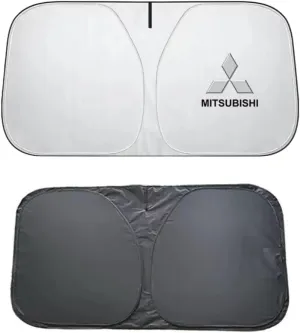 for Mitsubishi Pajero Sport 2008-2015,Car Windshield Sun Shade Foldable Automotive Visor Blocks UV Rays/Heat Keep Interior Cool Sun Screen with Logo Emblem Summer Accessories,S