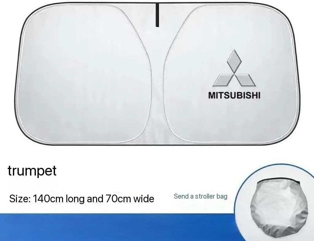 for Mitsubishi Pajero Sport 2008-2015,Car Windshield Sun Shade Foldable Automotive Visor Blocks UV Rays/Heat Keep Interior Cool Sun Screen with Logo Emblem Summer Accessories,S