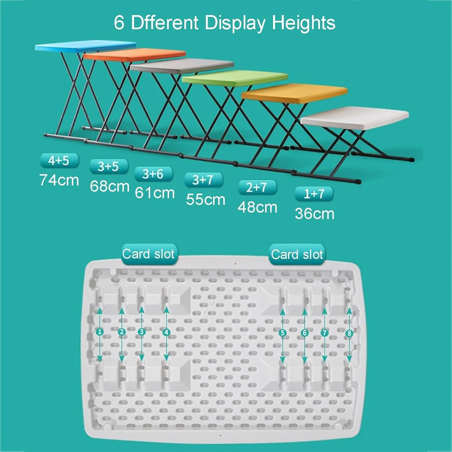 FQWYNMZ Folding Picnic Table for Outdoor, Portable Fold-in-Half Plastic Dining Picnic Party Table with 6 Levels of Height Adjustment, Small End Table for Camping and Picnics(Green)