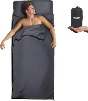 Frelaxy Sleeping Bag Liner, XL Travel Sheet & Camping Sheet for Backpacking, Hotel, Hostels & Traveling, Comfy & Easy Care, Full-Length Zipper/No Zipper