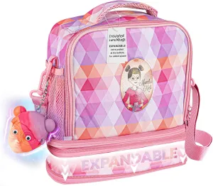 friends on trend Kids Lunch Bag with Expandable Pocket - Insulated Lunchbags for Girls with POP keyring - Lunch Box Kids School Bag BL-02 (Square Pattern)
