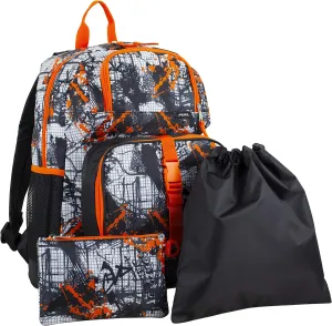 FUEL 4-Piece Bundle Colorful Prints Backpack Book Bag Set Detachable Insulated Lunch Box, Pencil Case, Accessory Pouch