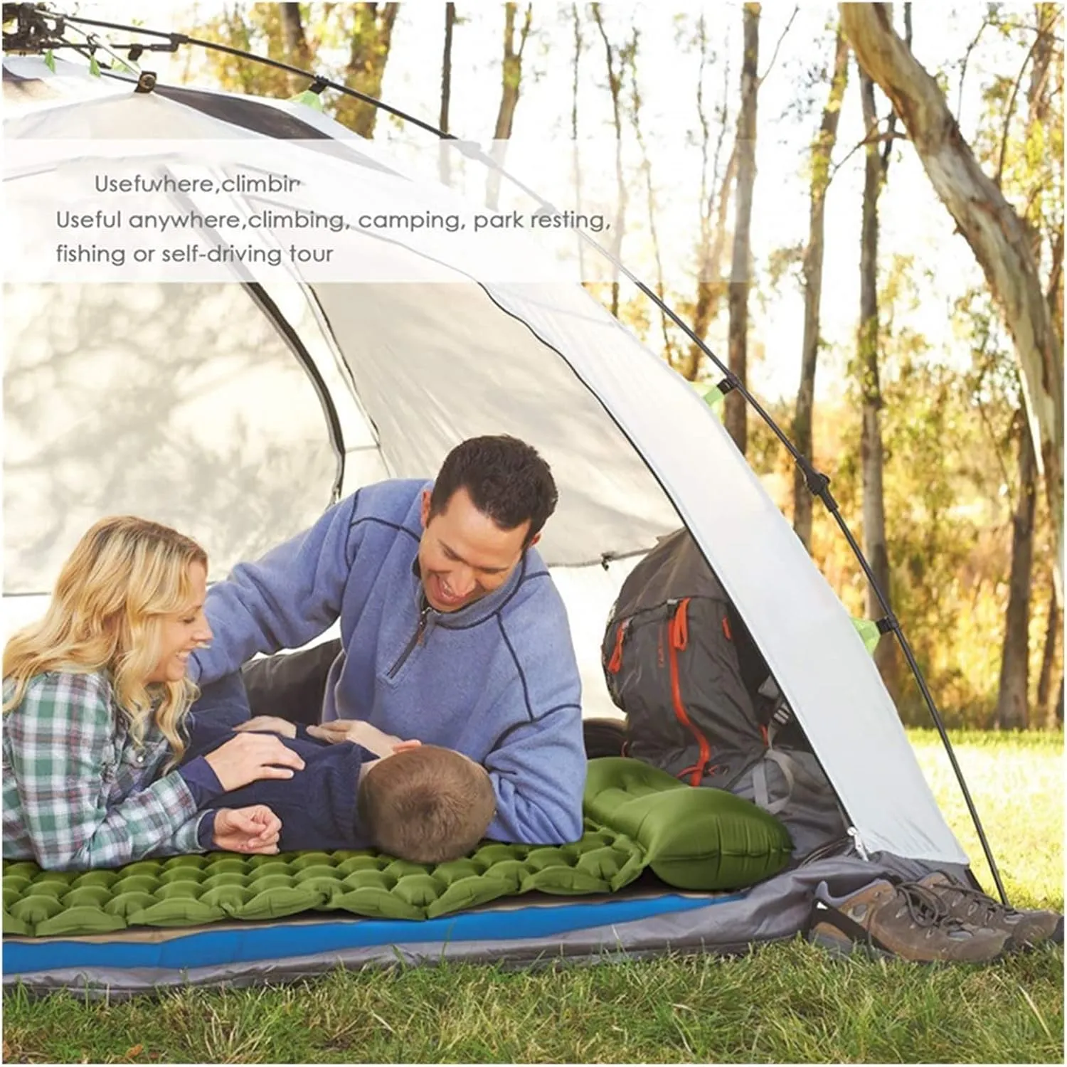GaRcan Outdoor Inflatable Mattress Diamond Ultra-Light Camping Mat Hiking Air Cushion Portable Sleeping Mat Damp Proof (Air Bag 1 Pc One Seat)