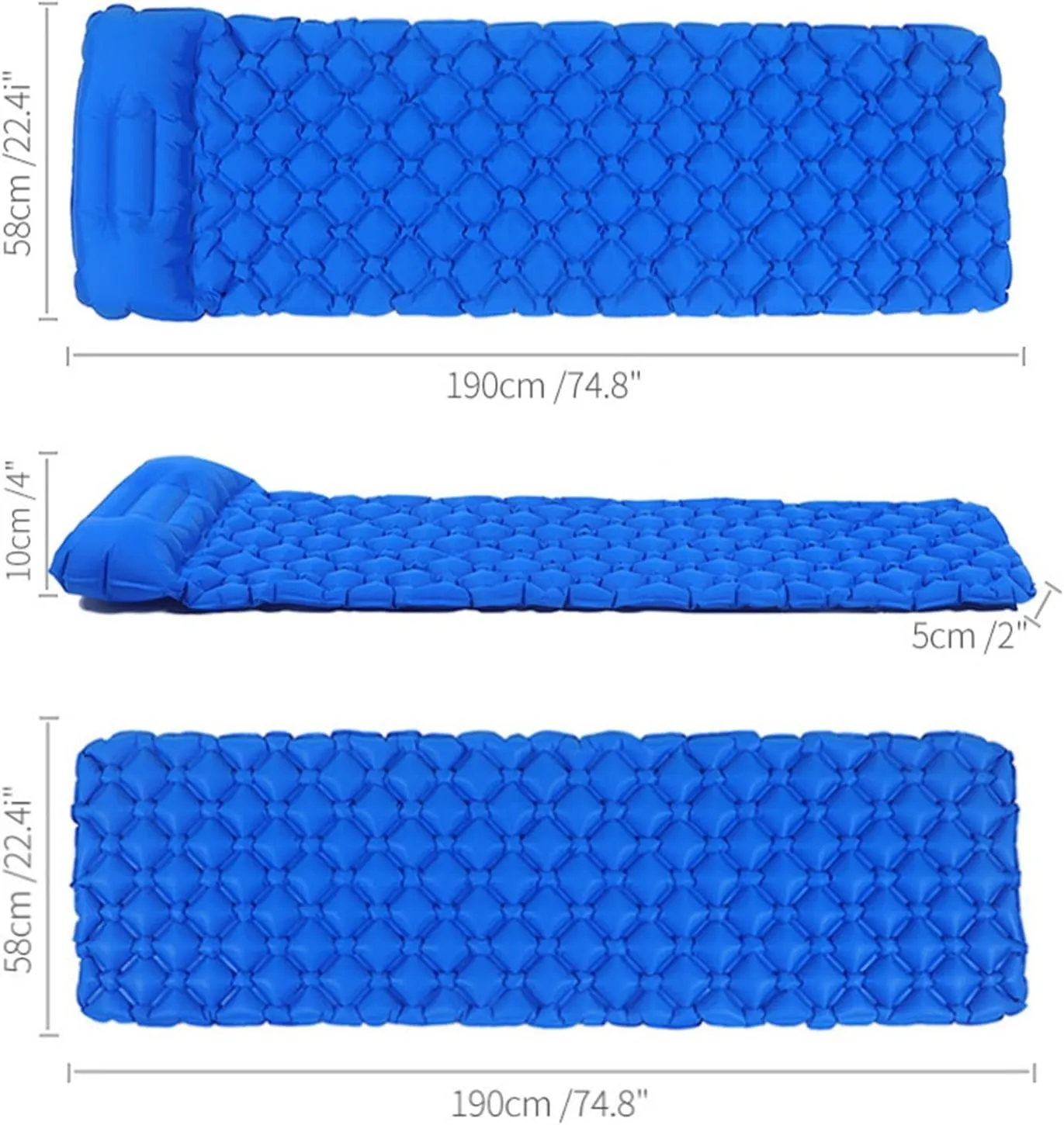 GaRcan Outdoor Inflatable Mattress Diamond Ultra-Light Camping Mat Hiking Air Cushion Portable Sleeping Mat Damp Proof (Air Bag 1 Pc One Seat)