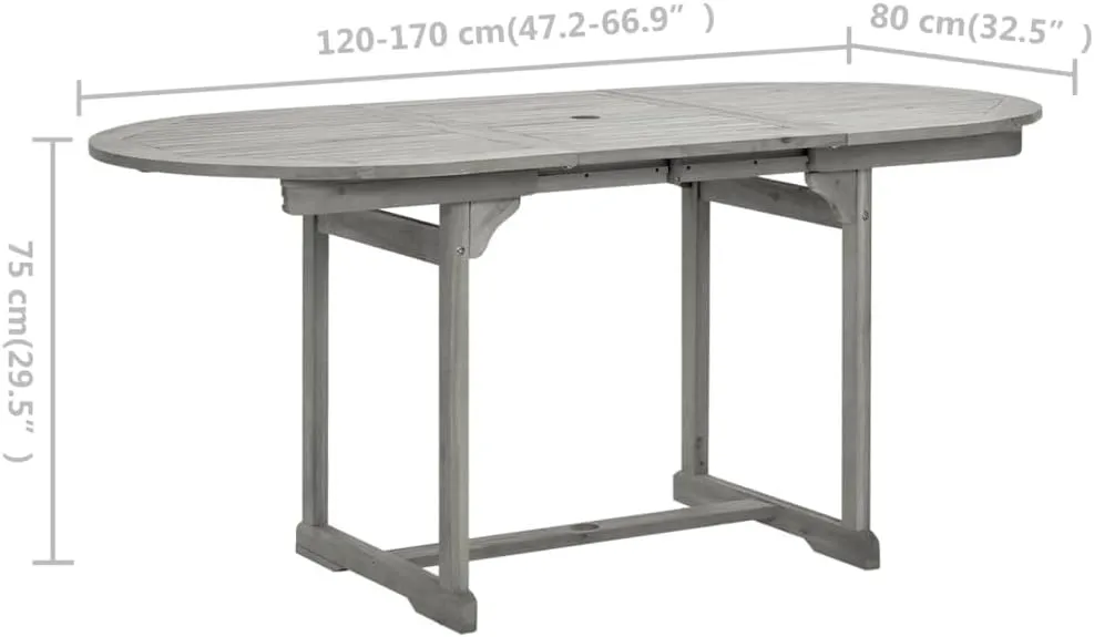 Garden Table Grey, Solid Acacia Wood Outdoor Furniture with Matte Finish for Dining, Camping, Tables & Folding Side Tables