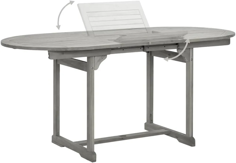 Garden Table Grey, Solid Acacia Wood Outdoor Furniture with Matte Finish for Dining, Camping, Tables & Folding Side Tables