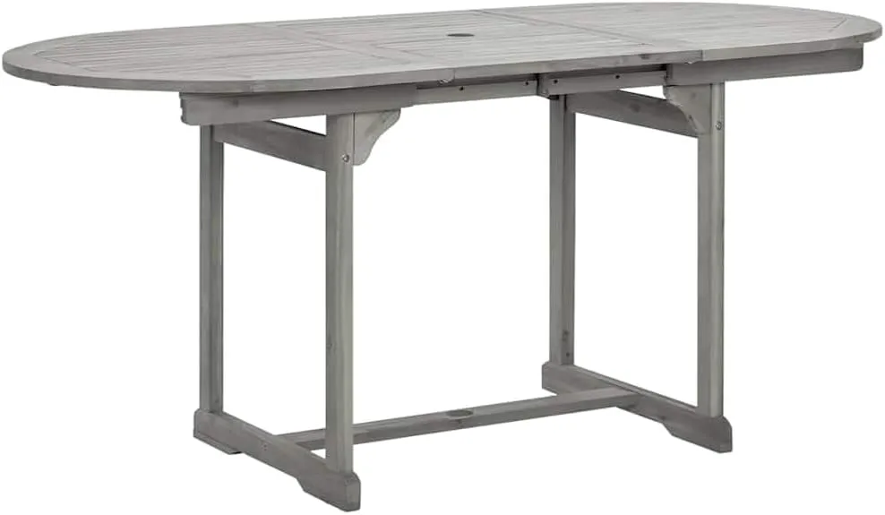 Garden Table Grey, Solid Acacia Wood Outdoor Furniture with Matte Finish for Dining, Camping, Tables & Folding Side Tables