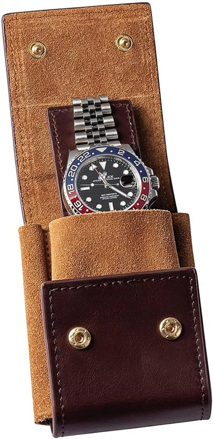 Genuine leather watch organizer bag, portable travel single watch organizer bag, unisex