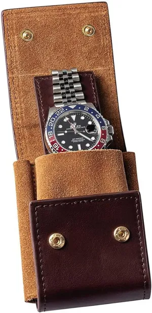 Genuine leather watch organizer bag, portable travel single watch organizer bag, unisex
