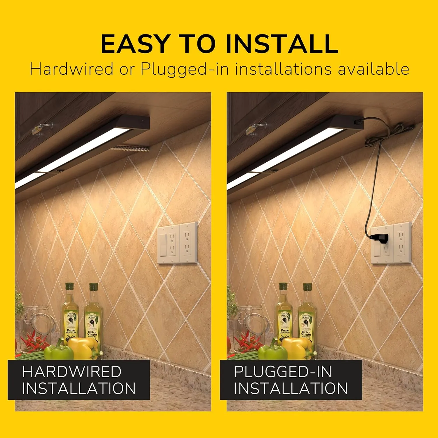 GETINLIGHT 40-inch Swivel LED Under Cabinet Lights, Glass Lens, Selectable White 2700K/4000K/5000K, Dimmable with Wall Dimmers, Bronze Finish, IN-0202-5-BZ