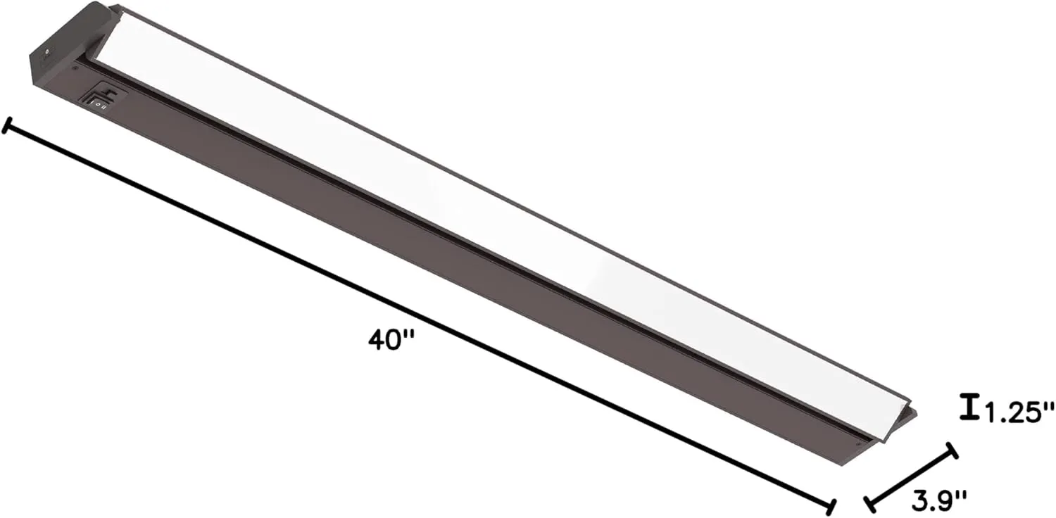 GETINLIGHT 40-inch Swivel LED Under Cabinet Lights, Glass Lens, Selectable White 2700K/4000K/5000K, Dimmable with Wall Dimmers, Bronze Finish, IN-0202-5-BZ