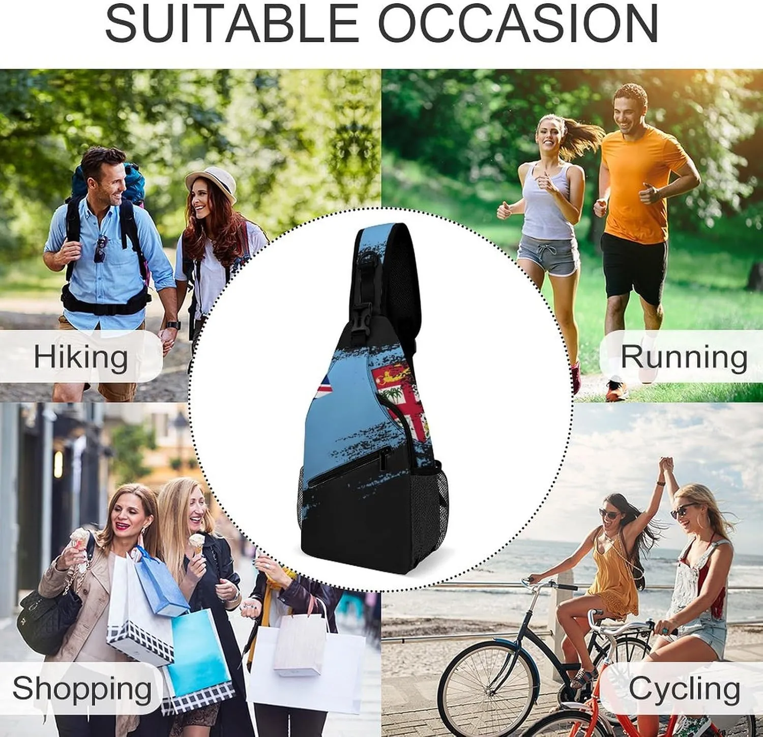 Ghana Flag Patriotic Sling Bag Crossbody Chest Bag Shoulder Bag For Travel Hiking Cycling Camping