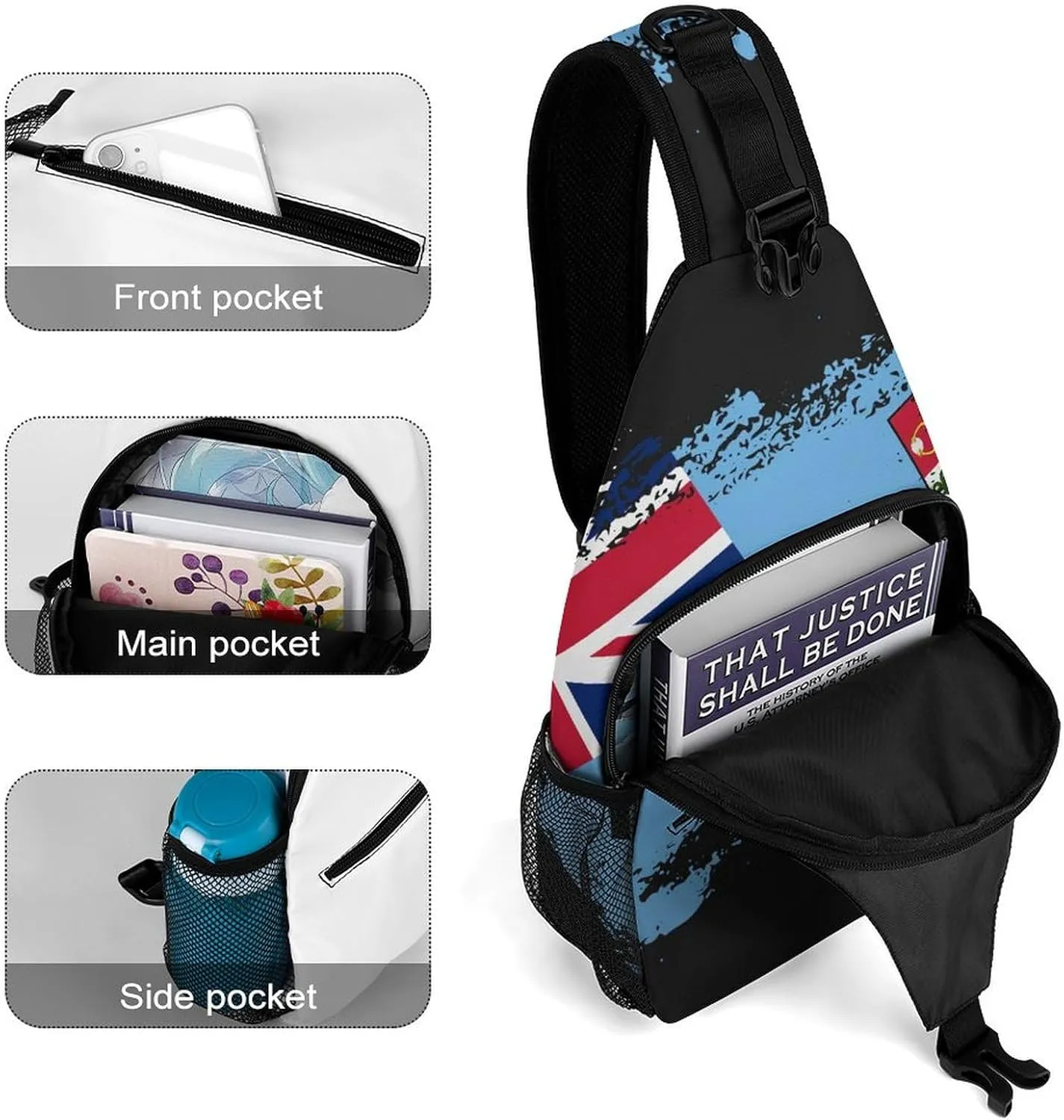 Ghana Flag Patriotic Sling Bag Crossbody Chest Bag Shoulder Bag For Travel Hiking Cycling Camping