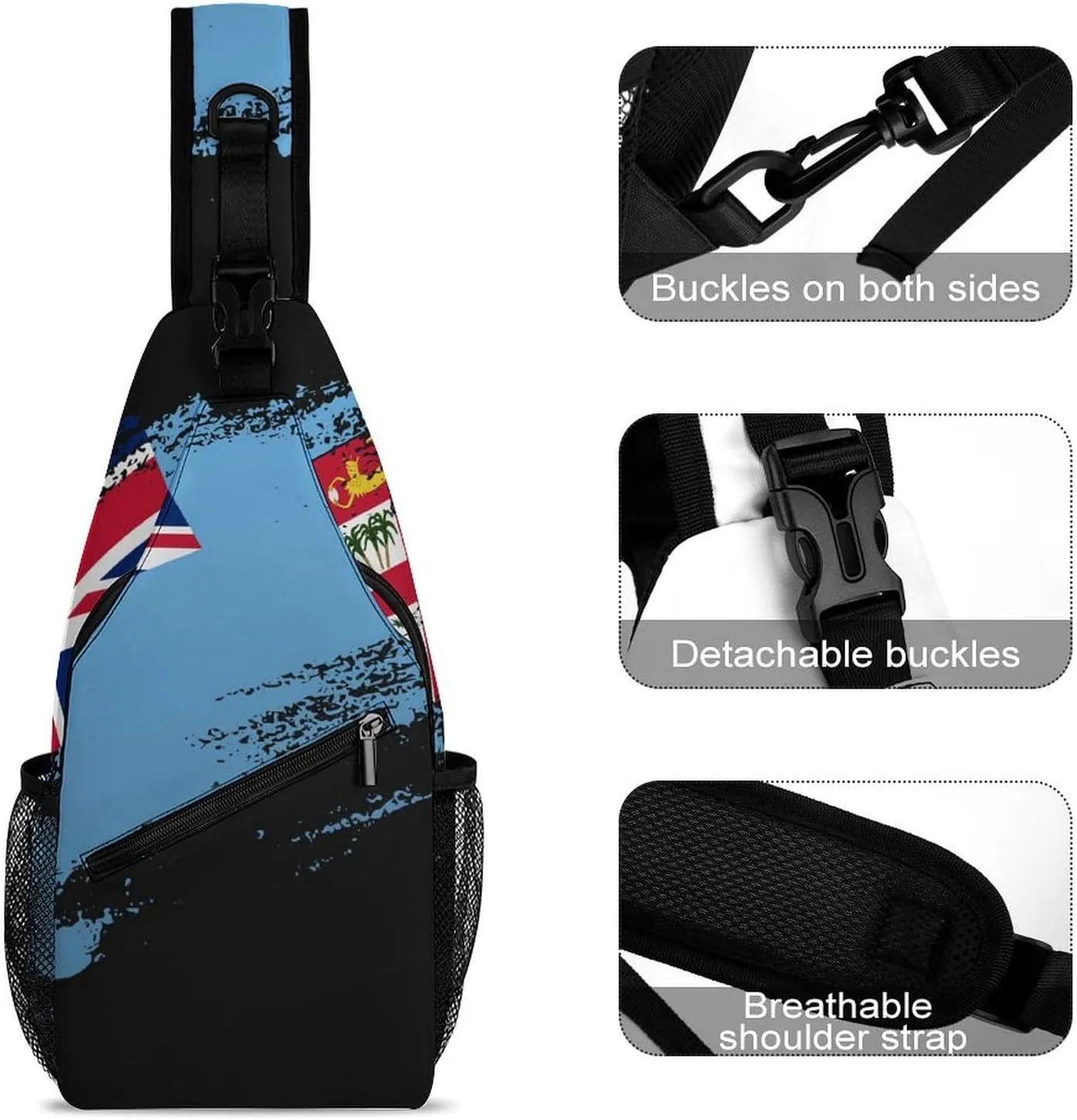 Ghana Flag Patriotic Sling Bag Crossbody Chest Bag Shoulder Bag For Travel Hiking Cycling Camping