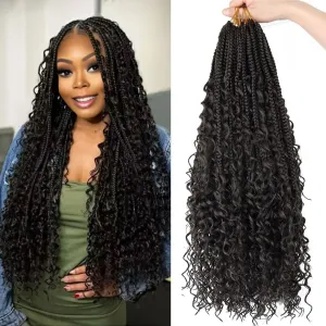 Goddess Box Braids Crochet Hair - 18 Inch Pre Looped Boho Crochet Braids with Curly Ends, 8 Packs Crochet Box Braids, Bohemian Box Braids Crochet Hair for Black Women #2