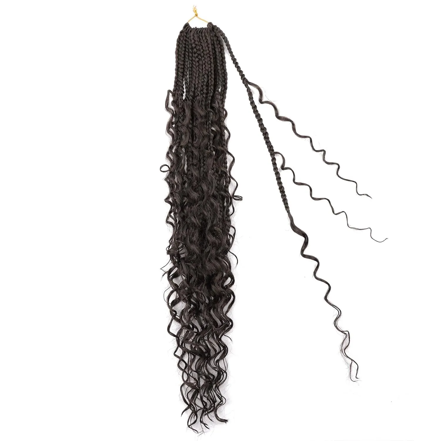 Goddess Box Braids Crochet Hair - 18 Inch Pre Looped Boho Crochet Braids with Curly Ends, 8 Packs Crochet Box Braids, Bohemian Box Braids Crochet Hair for Black Women #2