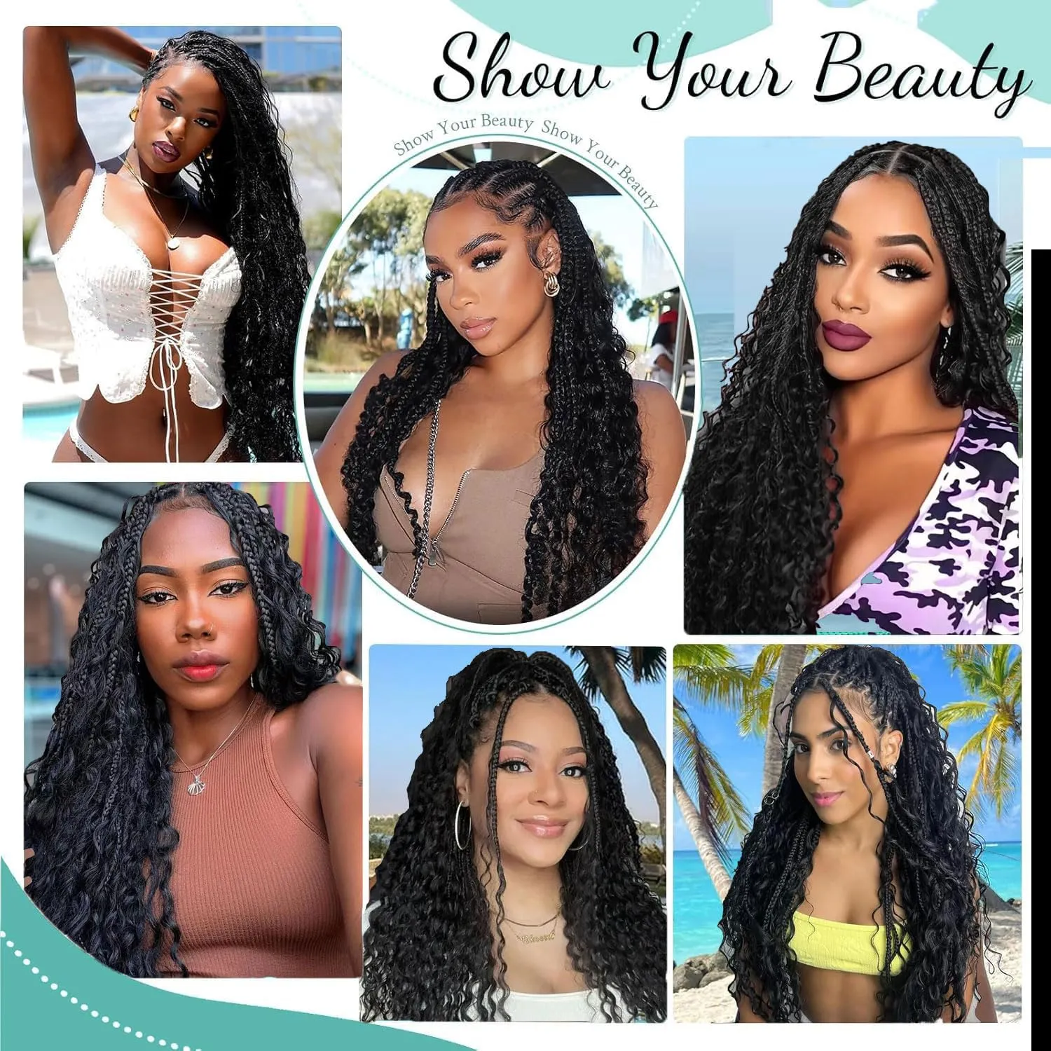 Goddess Box Braids Crochet Hair - 18 Inch Pre Looped Boho Crochet Braids with Curly Ends, 8 Packs Crochet Box Braids, Bohemian Box Braids Crochet Hair for Black Women #2
