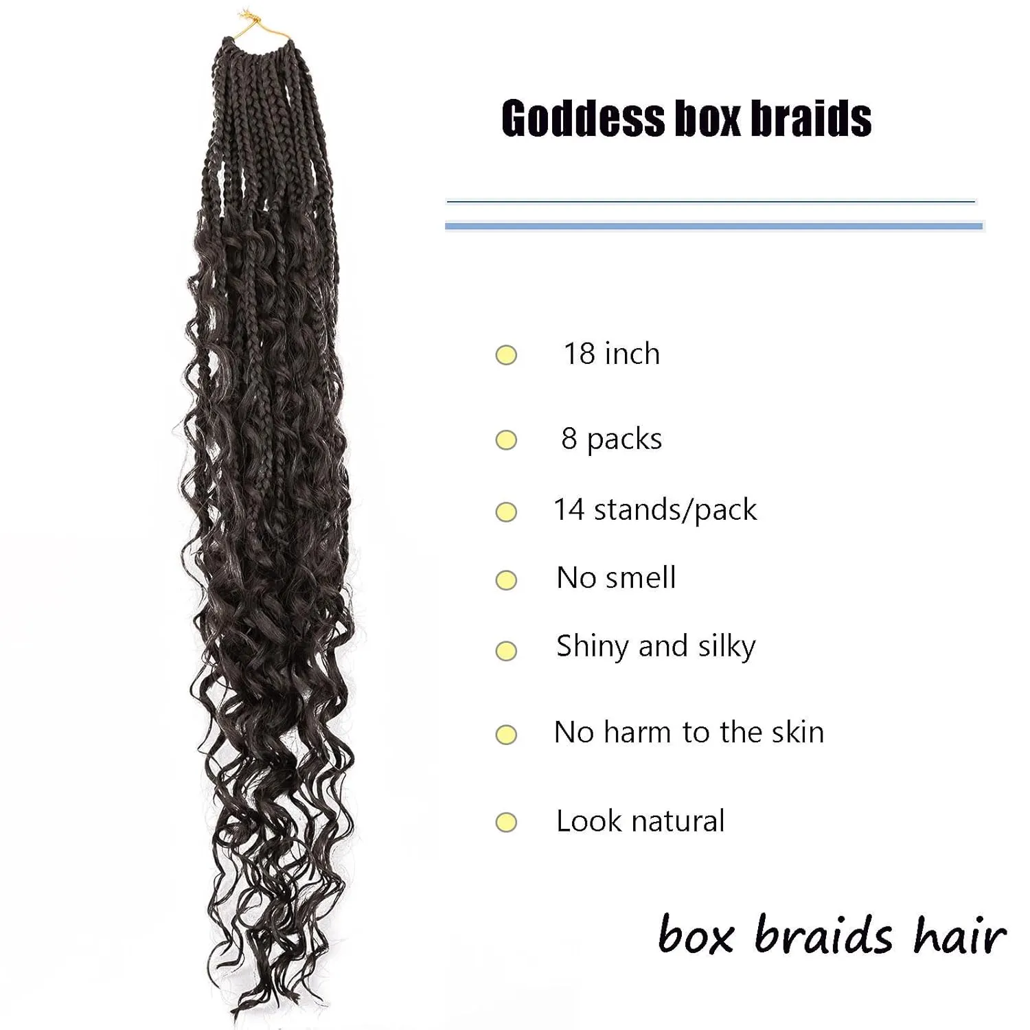 Goddess Box Braids Crochet Hair - 18 Inch Pre Looped Boho Crochet Braids with Curly Ends, 8 Packs Crochet Box Braids, Bohemian Box Braids Crochet Hair for Black Women #2