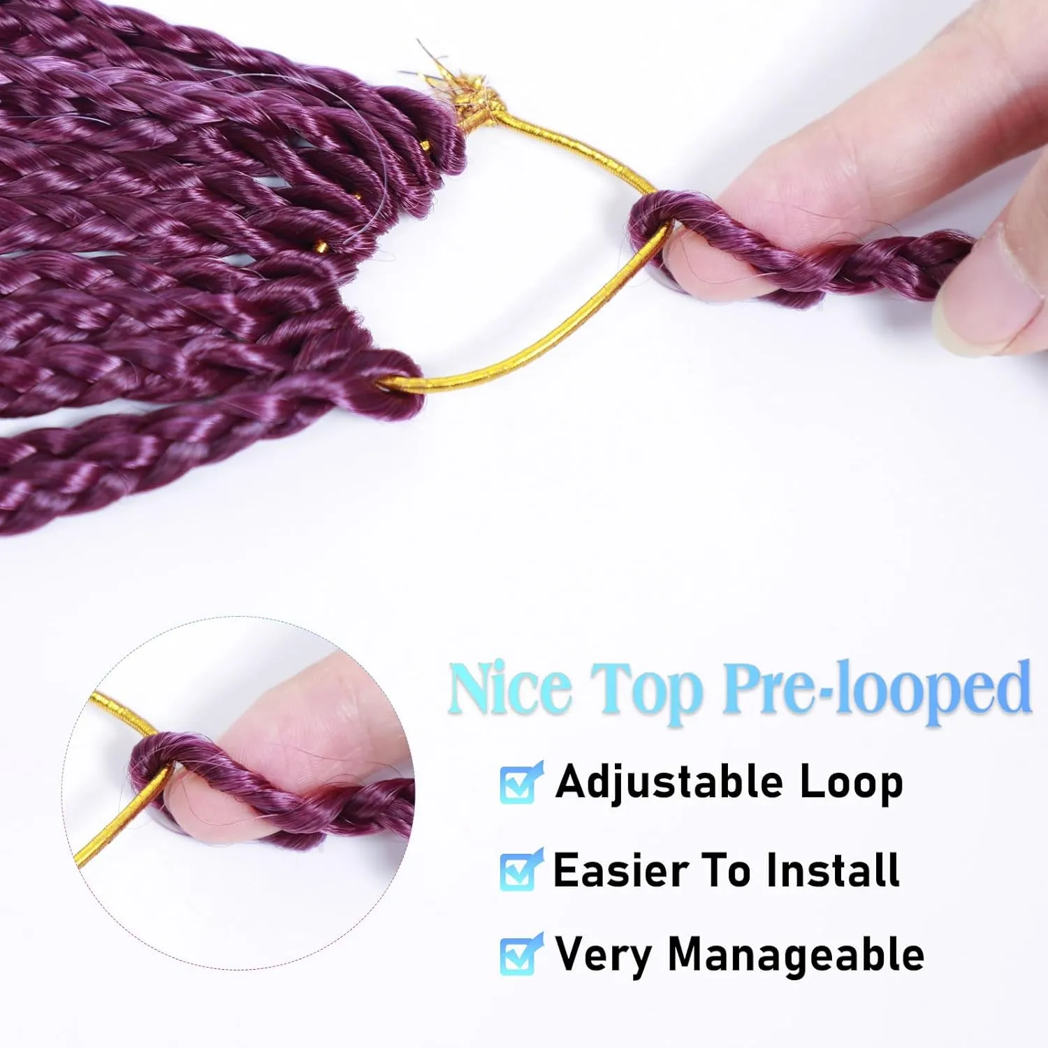 Goddess Box Braids Crochet Hair for Black Women 24inch Boho Crochet Braids Pre Looped Crochet Boho Braids with Curly Ends Purple Ombre Boho Briads Crochet Hair Purple/light Purple,8Pack