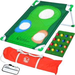 GoSports BattleChip Backyard Golf Cornhole Games – Includes Targets, Chipping Mats, Foam Golf Balls, Scorecard and Carry Case