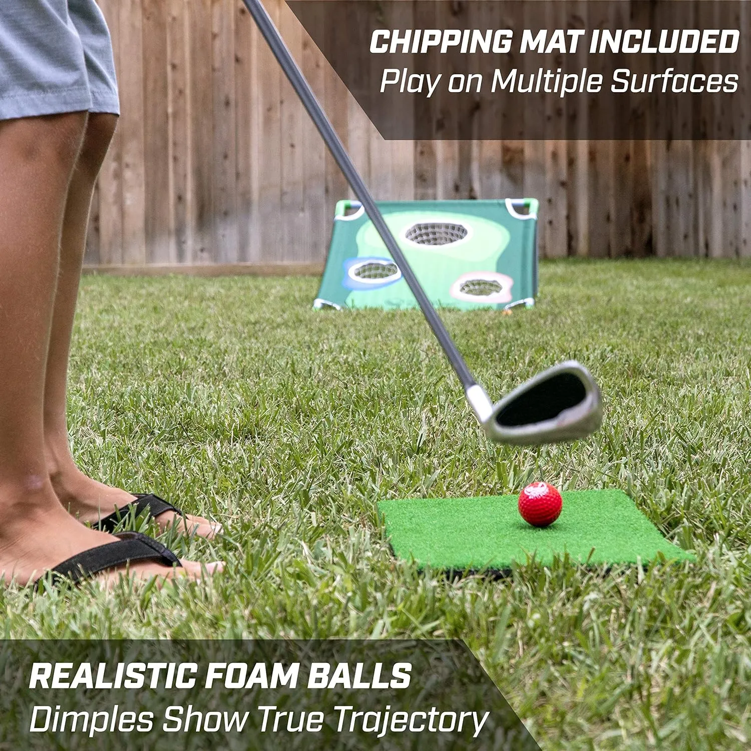 GoSports BattleChip Backyard Golf Cornhole Games – Includes Targets, Chipping Mats, Foam Golf Balls, Scorecard and Carry Case
