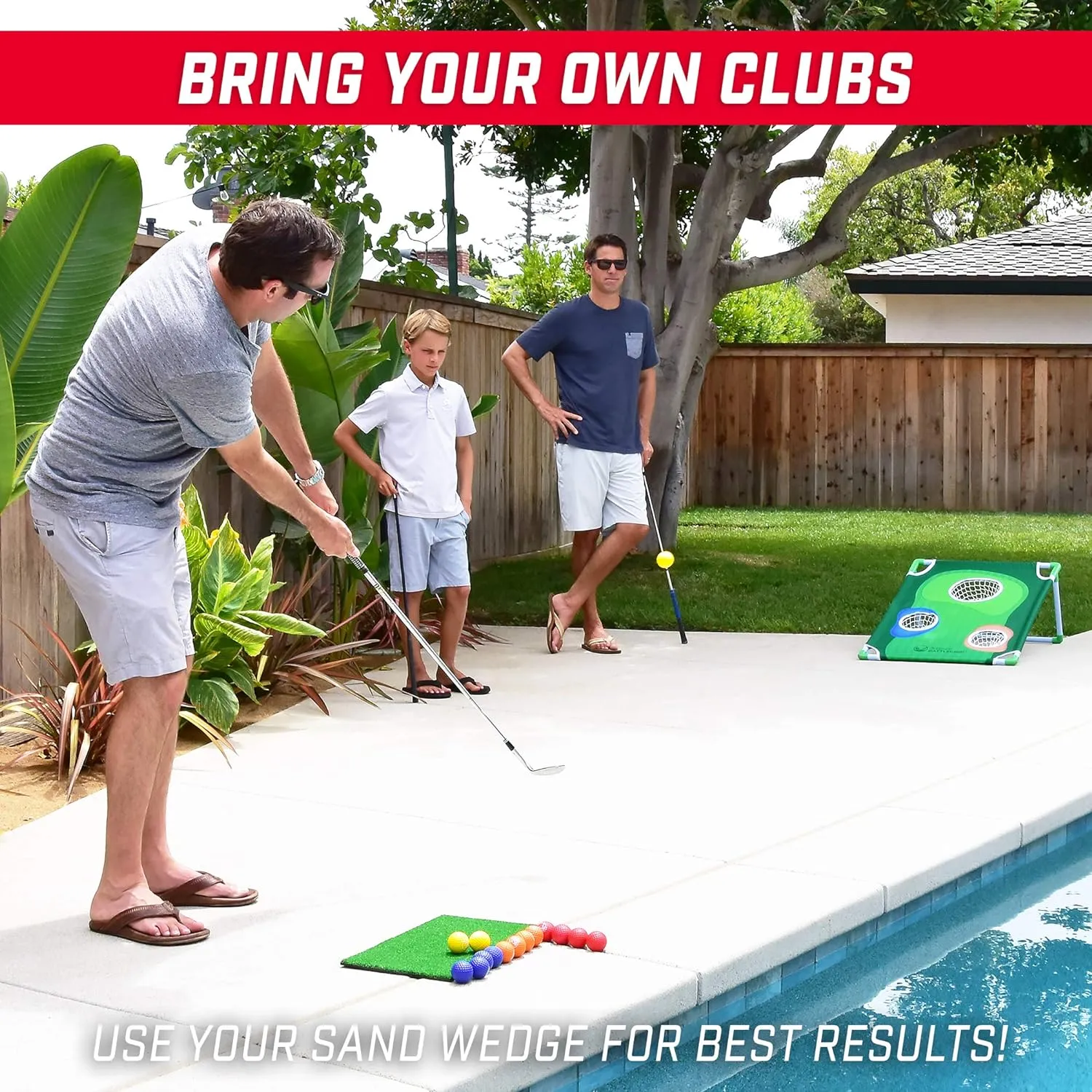 GoSports BattleChip Backyard Golf Cornhole Games – Includes Targets, Chipping Mats, Foam Golf Balls, Scorecard and Carry Case
