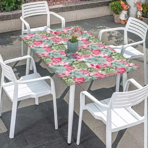 Green Folding Table Cover Cute Succulents Flower Desert Rectangle Table Cover for Outdoor Picnic Camping Parties Hot Plant Artwork Fits up 5 Foot Tables