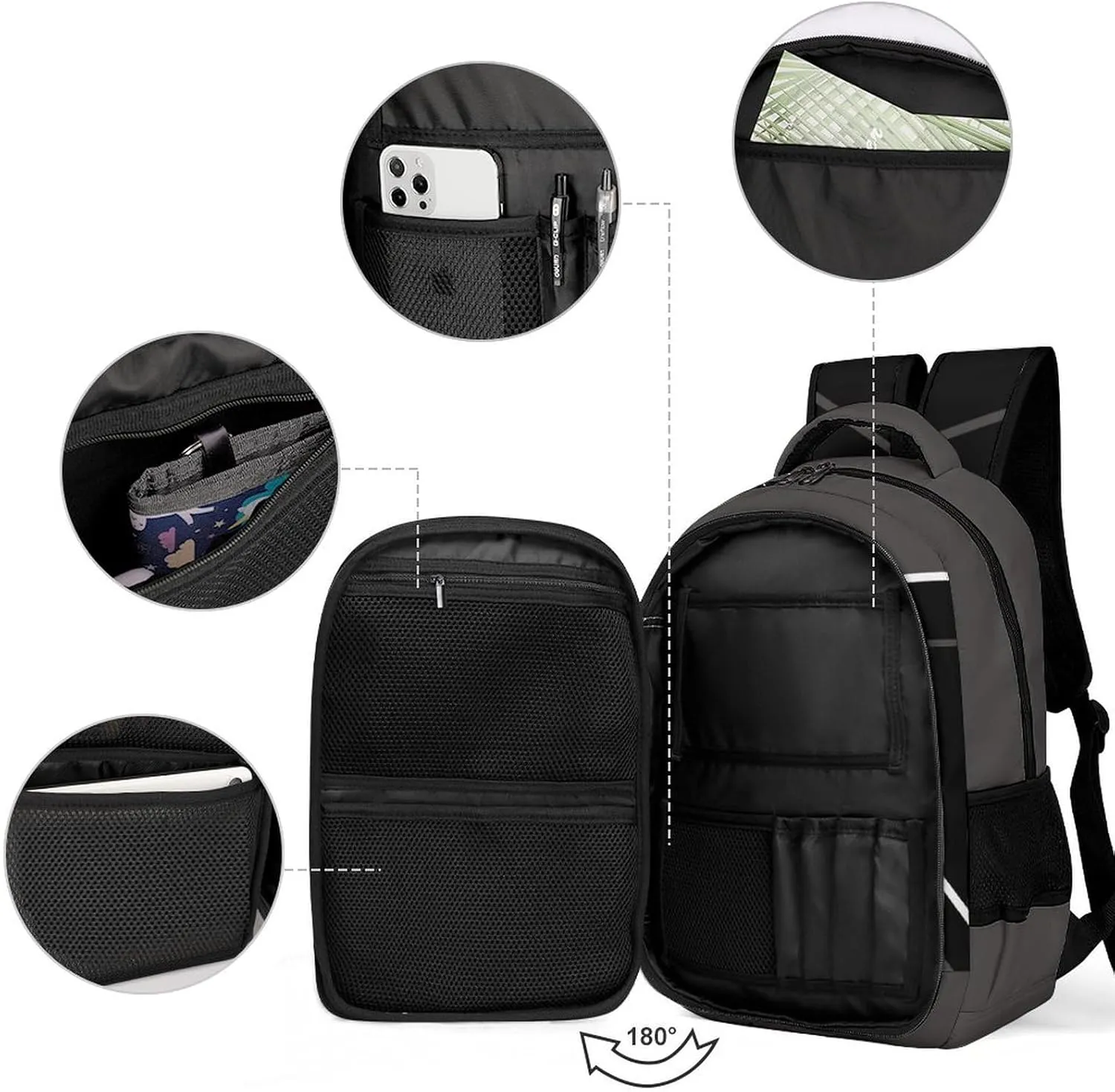 Grey Cheerleader School Backpack Custom Personalized with Name for Travel Daypack Sport Laptop Bag