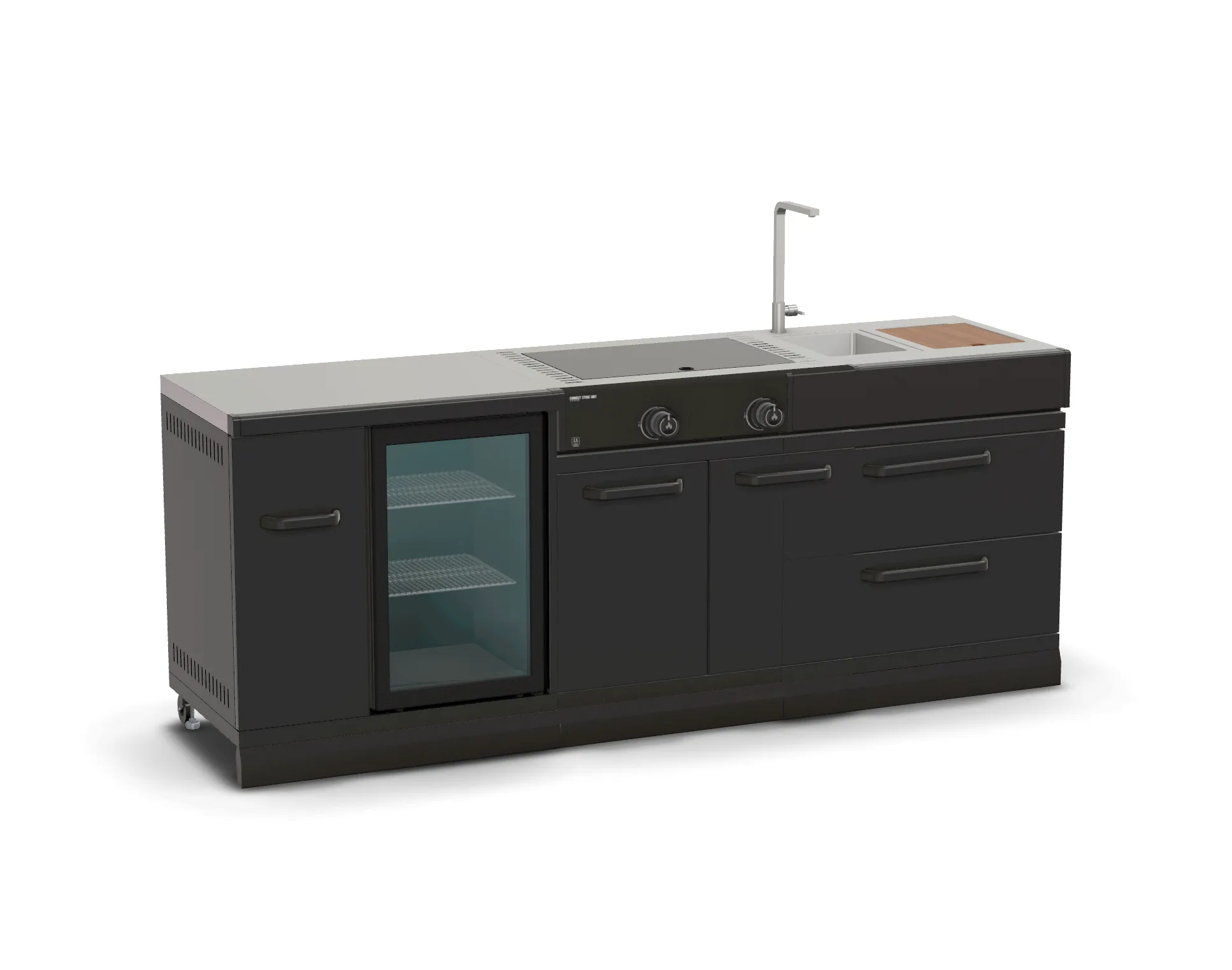 GRLLR Outdoor Kitchen Fridge Stove and Sink