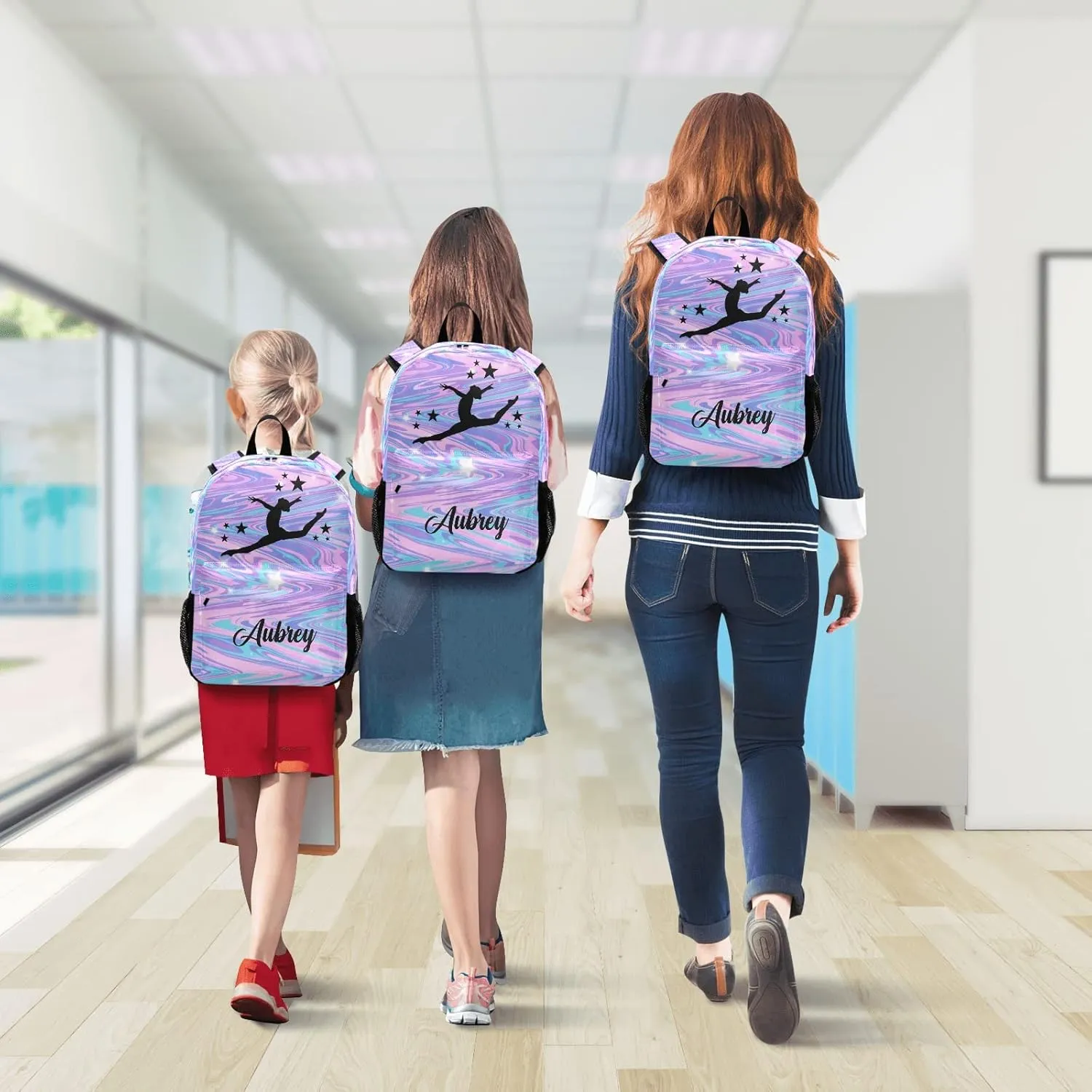 Gymnastic Marble Unicorn Personalized Backpack for Teen Boys Girls,Custom Travel Backpack Bookbag Casual Bag with Name Gift 11.81"(L) x 5.51"(W) x 17.71"(H)