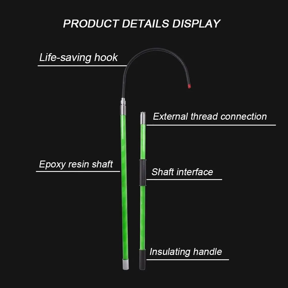 GZHERVICES Multi-Purpose Insulated Rescue Hook, Safety Hook Swimming Pool Pole, Detachable Lifesaving Pole, Reaching Assist Tool, 18 Inch Hook Opening(Red,3m/9.9ft)