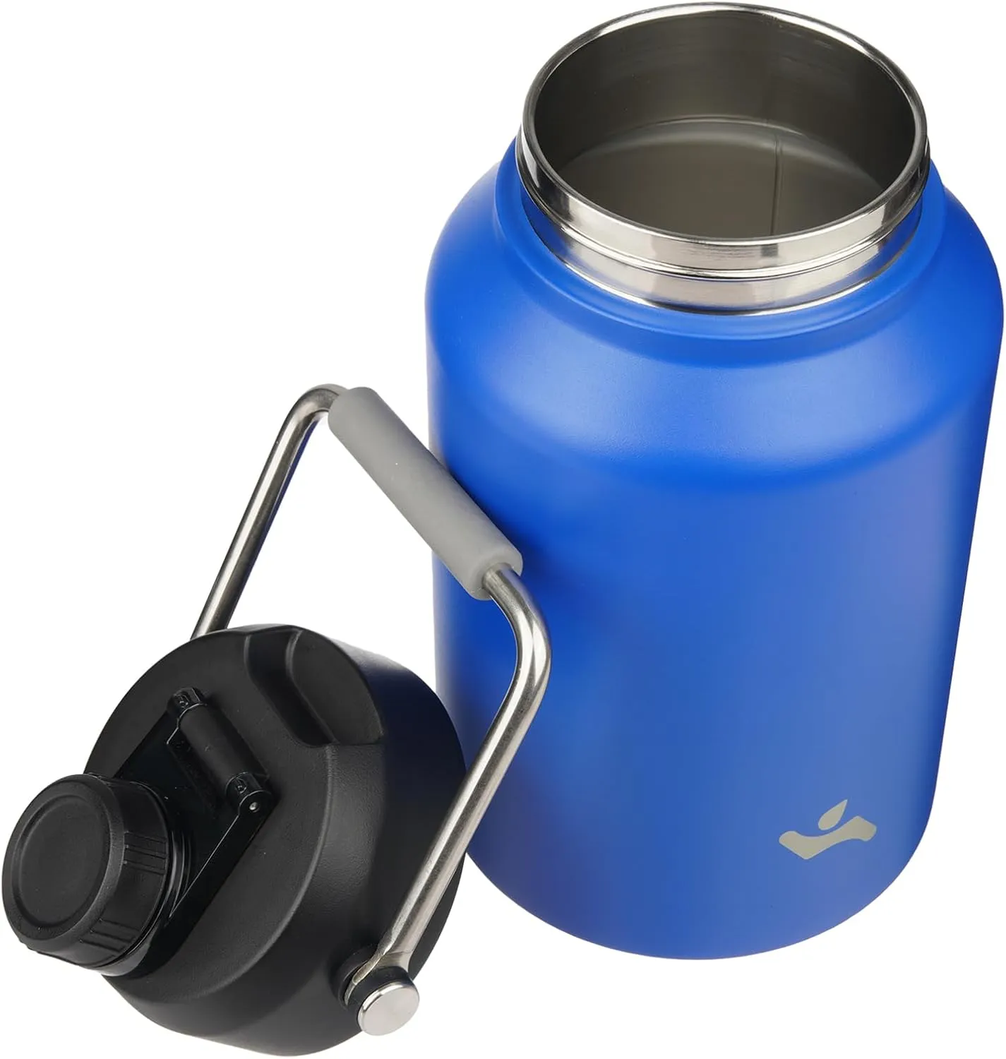Half Gallon Jug with Handle,64 oz Insulated Water Bottle with Carrying Pouch,Double Wall Vacuum Stainless Steel Metal Bottle,Blue