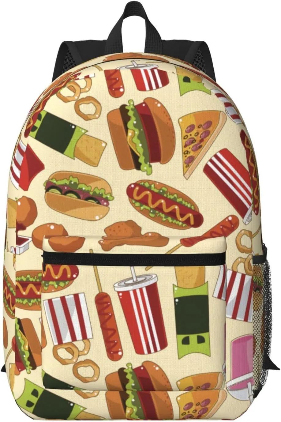Hamburger French Fries Pizza Realistic Food Backpack for Worker Business Hiking Travel Shoulders Bag Fashion Backpack