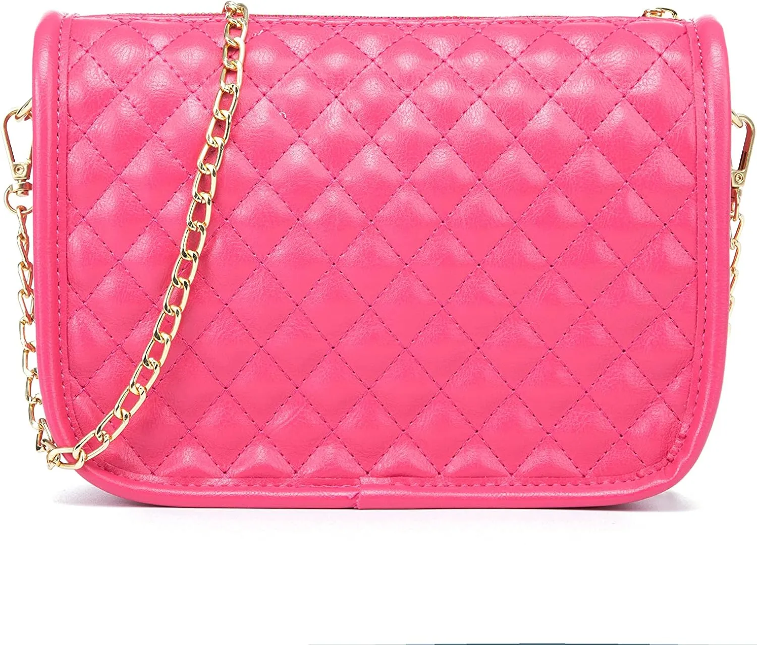 Hanbella Crossbody Purse for Women - Cute Quilted Leather Shoulder Bag with Gold Chain Strap for Teen Girls - Womens Clutch