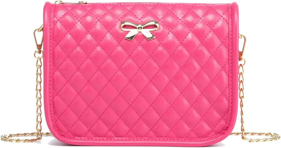 Hanbella Crossbody Purse for Women - Cute Quilted Leather Shoulder Bag with Gold Chain Strap for Teen Girls - Womens Clutch