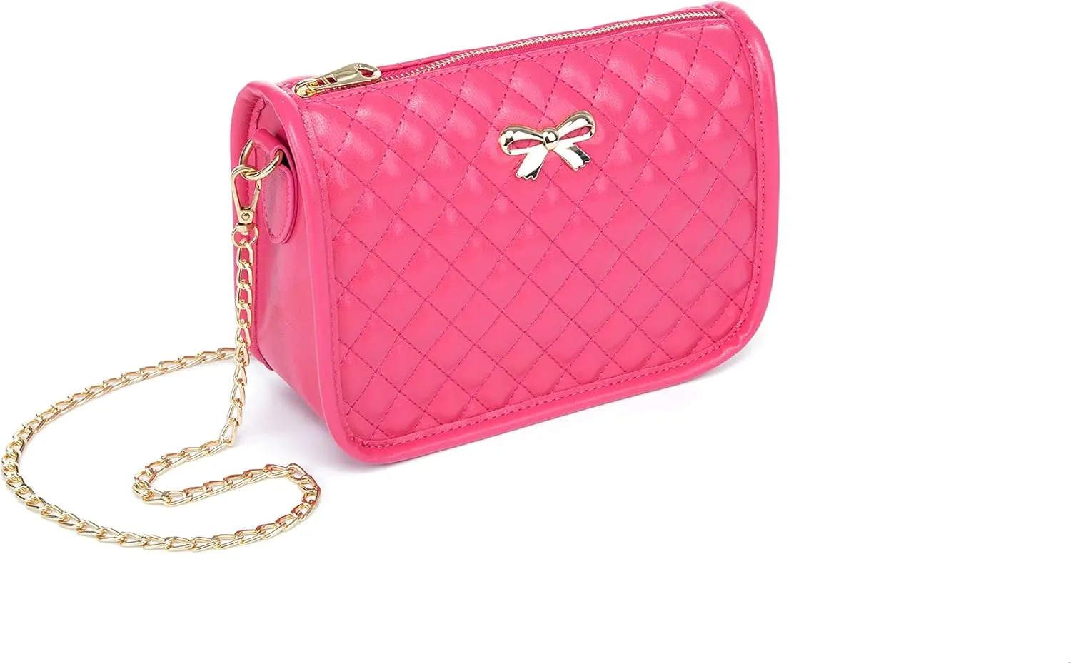 Hanbella Crossbody Purse for Women - Cute Quilted Leather Shoulder Bag with Gold Chain Strap for Teen Girls - Womens Clutch