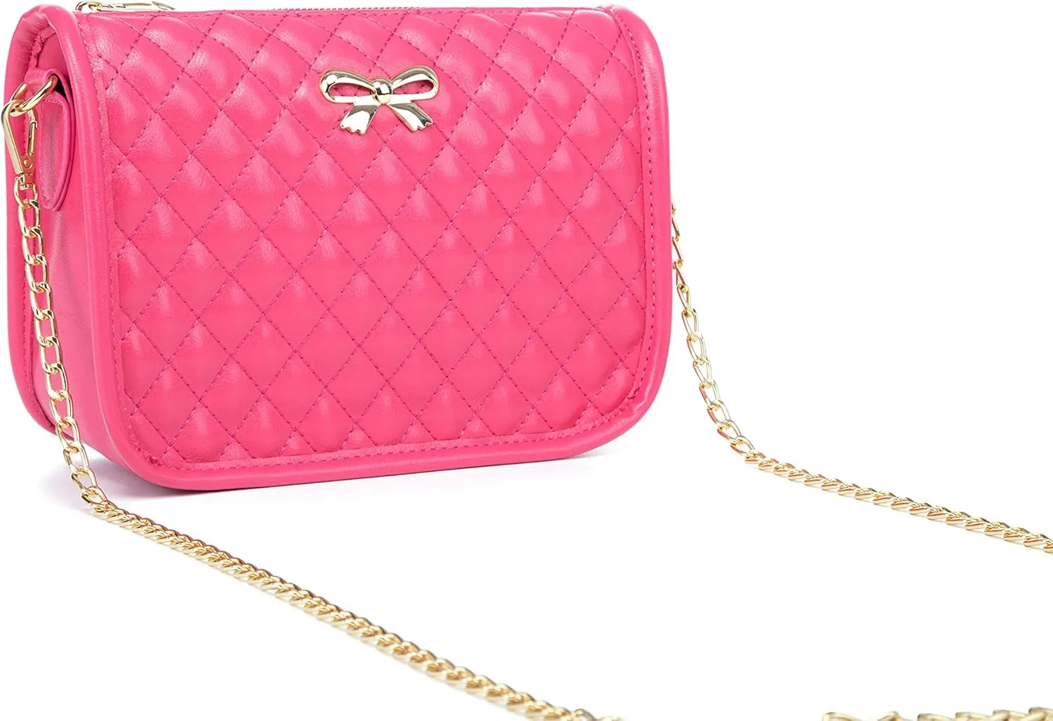 Hanbella Crossbody Purse for Women - Cute Quilted Leather Shoulder Bag with Gold Chain Strap for Teen Girls - Womens Clutch