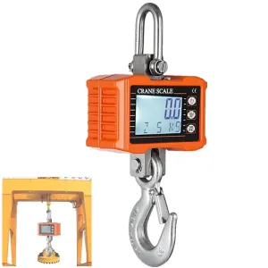 Hanging Scale, Geevorks Digital Crane Scale 1000KG (2204lbs), Industrial Heavy Duty Crane Scale LCD Backlight with Unit Change/Data Hold/Tare/Zero for Construction Site Travel Market Fishing, Orange