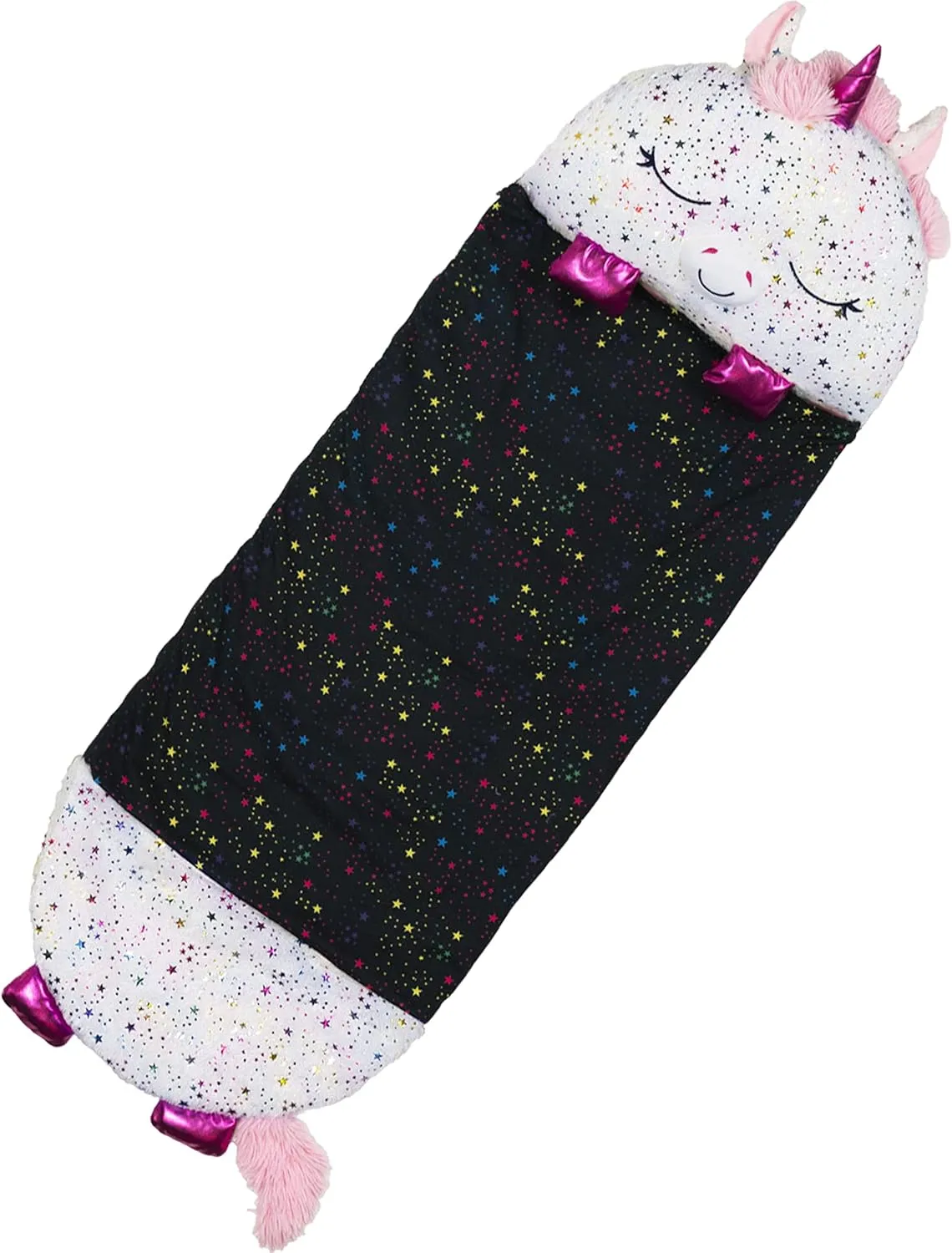 Happy Nappers Pillow & Sleepy Sack- Comfy, Cozy, Compact, Super Soft, Warm, All Season, Sleeping Bag with Pillow- Large 66” x 30”, Shimmer Unicorn