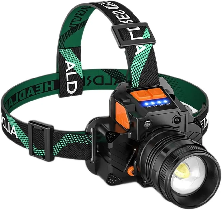 Headlamp Strong Light Rechargeable Head-Mounted Outdoor Flashlight Night Fishing Long Life LED Miner's Lamp Headlamp (Color : Yellow Light)